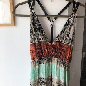 Summer silk aztec maxi dress